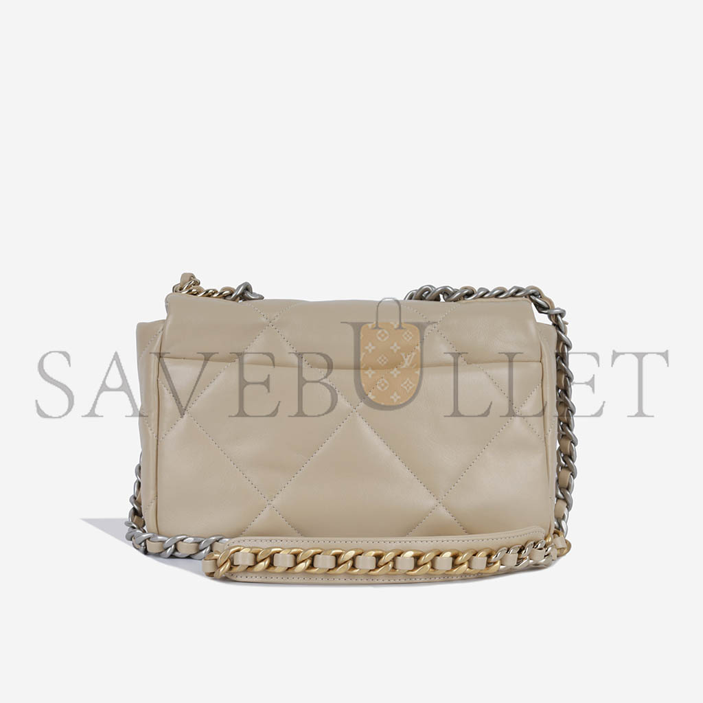 CHANEL 19 FLAP APRICOT CALFSKIN MIXED HARDWARE AS1160 (26*16*9cm)